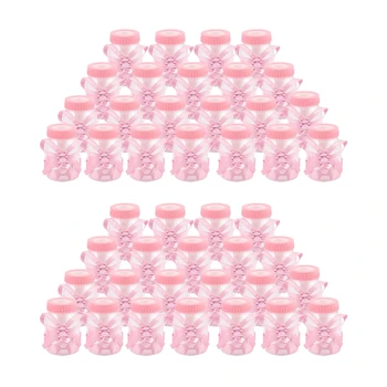 48 Х бутылочек для младенцев, мини-бутылочка для младенцев, 4x9 см, горный хрусталь, розовый медведь, подарок для крещения девочки