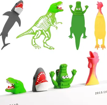 Забавные светящиеся закладки динозавр акула курица Крокодил закладки закладки закладки 3D мультфильм для детей для мальчиков для девочек подарки