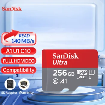 Карта памяти SanDisk Ultra Micro SD A1 C10 U1 FHD 64G 128G 256G 512G 1 ТБ 140 МБ/с. TF Flash для Camare Nintendo Switch Steam Deck