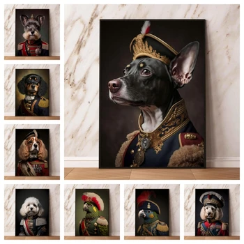 Настенное искусство на холсте Собака в военной форме, домашняя картина, висящая в комнате, подарки друзей, модульные принты, декор детской спальни